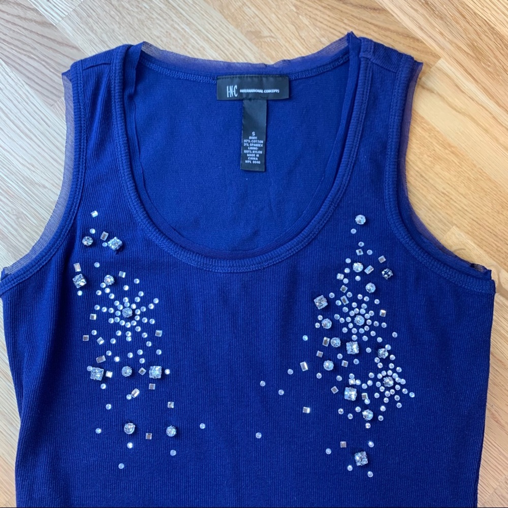 S INC New Navy Rhinestone Tank Top - Picture 2 of 10